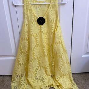 For Love & Lemons Yellow Daisy Floral Lace Sleeveless Mini Dress